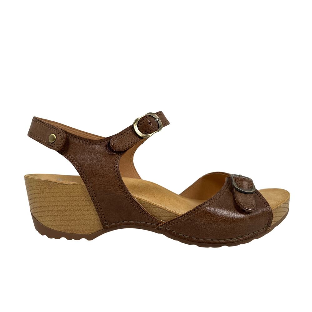 Dansko Tricia Sandals Womens 9.5-10 EU40 Brown Burnished Leather Open Round Toe